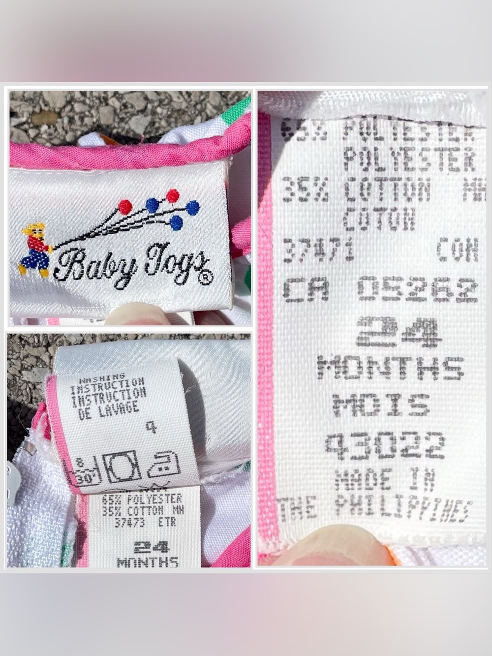 Vtg 80s Baby Togs Polka Dot Romper 24M 11.75x17.75 Ruffle Peter Pan Collar - Picture 3 of 6
